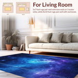 Ultra Soft Area Rug, Non Slip, Stain Resistant, Washable Area Rugs for Living Room, Bedroom, Galactic Whimsical Color Fusion(Blue)