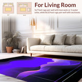 Ultra Soft Area Rug, Non Slip, Stain Resistant, Washable Area Rugs for Living Room, Bedroom, Vibrant Abstract Geometric Waves(Purple)