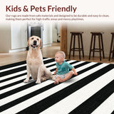 Ultra Soft Area Rug, Non Slip, Stain Resistant, Washable Area Rugs for Living Room, Bedroom, Geometric Rug Black and Whiteストライプ(Black)