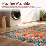Ultra Soft Area Rug, Non Slip, Stain Resistant, Washable Area Rugs for Living Room, Bedroom, Elegant Distressed Patterned Delight(Orange)
