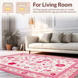Ultra Soft Area Rug, Non Slip, Stain Resistant, Washable Area Rugs for Living Room, Bedroom, Charming Floral Playful Aesthetic(White)
