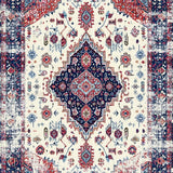 Ultra Soft Area Rug, Non Slip, Stain Resistant, Washable Area Rugs for Living Room, Bedroom, Playful Colorful Trellis Pattern(White)
