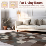 Ultra Soft Area Rug, Non Slip, Stain Resistant, Washable Area Rugs for Living Room, Bedroom, Trendy Minimalist Symmetrical Layout(Brown)