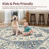 Ultra Soft Area Rug, Non Slip, Stain Resistant, Washable Area Rugs for Living Room, Bedroom, Rustic Neutral Geometric Fusion(Beige)