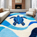 Ultra Soft Area Rug, Non Slip, Stain Resistant, Washable Area Rugs for Living Room, Bedroom, Nautical Blue Ocean Living Room Washable Carpet(Blue)