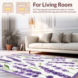 Ultra Soft Area Rug, Non Slip, Stain Resistant, Washable Area Rugs for Living Room, Bedroom, Chic Purple Garden Essence(Purple)