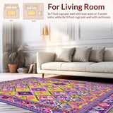 Ultra Soft Area Rug, Non Slip, Stain Resistant, Washable Area Rugs for Living Room, Bedroom, Whimsical Multi-Hued Geometric Style(Yellow)