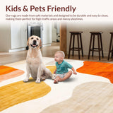 Ultra Soft Area Rug, Non Slip, Stain Resistant, Washable Area Rugs for Living Room, Bedroom, Vibrant Abstract Expressionist Motif(Orange)