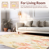Ultra Soft Area Rug, Non Slip, Stain Resistant, Washable Area Rugs for Living Room, Bedroom, Garden Bloom Anti Fatigue Area Pair Beige Petal Comfort Mat(Ivory)