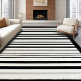 Ultra Soft Area Rug, Non Slip, Stain Resistant, Washable Area Rugs for Living Room, Bedroom, Modern Contrast Striped Rug with Bold Black and White Linear Motifs(Black)