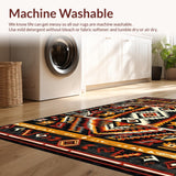 Ultra Soft Area Rug, Non Slip, Stain Resistant, Washable Area Rugs for Living Room, Bedroom, Rustic Southwestern Accent with Depth(Red)