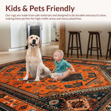 Ultra Soft Area Rug, Non Slip, Stain Resistant, Washable Area Rugs for Living Room, Bedroom, Artistic Floral Geometric Fusion(Red)