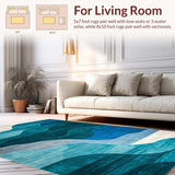 Vibrant Teal Grey Geometric Motif(Blue)