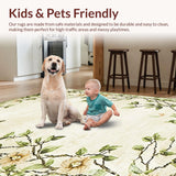 Ultra Soft Area Rug, Non Slip, Stain Resistant, Washable Area Rugs for Living Room, Bedroom, Chic Botanical Patterned Texture(Beige)