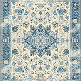 Beige Blue Area Vintage Farmhouse(Beige)