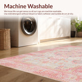 Ultra Soft Area Rug, Non Slip, Stain Resistant, Washable Area Rugs for Living Room, Bedroom, Artistic Modern Floral Fusion(Pink)