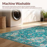 Ultra Soft Area Rug, Non Slip, Stain Resistant, Washable Area Rugs for Living Room, Bedroom, Rustic Lake Green Floral Motif(Green)