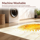 Ultra Soft Area Rug, Non Slip, Stain Resistant, Washable Area Rugs for Living Room, Bedroom, Vibrant Sunburst Abstract Aesthetic(Gold)