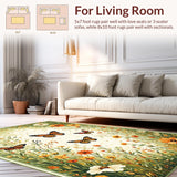 Ultra Soft Area Rug, Non Slip, Stain Resistant, Washable Area Rugs for Living Room, Bedroom, Artistic Floral Fantasy Theme(Ivory)