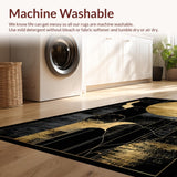 Ultra Soft Area Rug, Non Slip, Stain Resistant, Washable Area Rugs for Living Room, Bedroom, Luxurious Textured Abstract Motif(Gold)