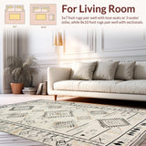 Ultra Soft Area Rug, Non Slip, Stain Resistant, Washable Area Rugs for Living Room, Bedroom, Stylish Rustic Ogee Pattern(Beige)