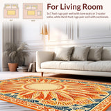 Ultra Soft Area Rug, Non Slip, Stain Resistant, Washable Area Rugs for Living Room, Bedroom, Lively Abstract Sunshine Composition(Orange)
