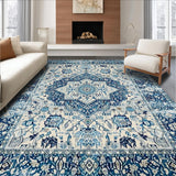 Ultra Soft Area Rug, Non Slip, Stain Resistant, Washable Area Rugs for Living Room, Bedroom, Stylish Blue Accented Geometric Pattern(Blue)