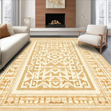 Ultra Soft Area Rug, Non Slip, Stain Resistant, Washable Area Rugs for Living Room, Bedroom, Earth Tone Harmony Geometric Chic Indoor Area(Beige)