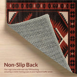 Ultra Soft Area Rug, Non Slip, Stain Resistant, Washable Area Rugs for Living Room, Bedroom, Primitive Dark Toned Geometric(Red)