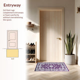 Ultra Soft Area Rug, Non Slip, Stain Resistant, Washable Area Rugs for Living Room, Bedroom, Elegant Purple Tiled Texture(Purple)