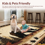 Ultra Soft Area Rug, Non Slip, Stain Resistant, Washable Area Rugs for Living Room, Bedroom, Vintage Nature-Inspired Design(Brown)