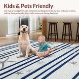 Ultra Soft Area Rug, Non Slip, Stain Resistant, Washable Area Rugs for Living Room, Bedroom, Trendy Nautical Patterned Decor Piece(Gray)