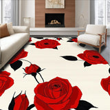 Ultra Soft Area Rug, Non Slip, Stain Resistant, Washable Area Rugs for Living Room, Bedroom, Charming Transitional Rose Aesthetic(Red)