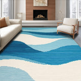 Ultra Soft Area Rug, Non Slip, Stain Resistant, Washable Area Rugs for Living Room, Bedroom, Sleek Contemporary Flowing Pattern(Blue)