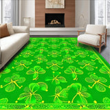 Ultra Soft Area Rug, Non Slip, Stain Resistant, Washable Area Rugs for Living Room, Bedroom, Rustic Textured Lucky Leaf Design(Green)