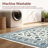 Ultra Soft Area Rug, Non Slip, Stain Resistant, Washable Area Rugs for Living Room, Bedroom, Delicate Avian Inspired Decor(White)