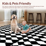 Ultra Soft Area Rug, Non Slip, Stain Resistant, Washable Area Rugs for Living Room, Bedroom, Modern Black Geometric Hallway Runner Non-Skid(Black)