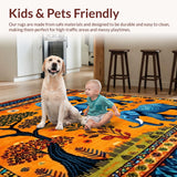Ultra Soft Area Rug, Non Slip, Stain Resistant, Washable Area Rugs for Living Room, Bedroom, Bright Cheerful Nature Inspired Rug(Orange)