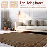 Ultra Soft Area Rug, Non Slip, Stain Resistant, Washable Area Rugs for Living Room, Bedroom, Contemporary Minimalist Patterned Mat(Brown)