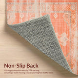 Ultra Soft Area Rug, Non Slip, Stain Resistant, Washable Area Rugs for Living Room, Bedroom, Chic Distressed Earthy Aesthetic(Orange)