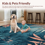 Ultra Soft Area Rug, Non Slip, Stain Resistant, Washable Area Rugs for Living Room, Bedroom, Rustic Vibrant Jungle Motif(Blue)