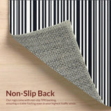Ultra Soft Area Rug, Non Slip, Stain Resistant, Washable Area Rugs for Living Room, Bedroom, Stacked Monochrome Rug with Artistic Stripe Variations and Clean Lines(Black)