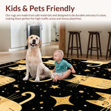 Ultra Soft Area Rug, Non Slip, Stain Resistant, Washable Area Rugs for Living Room, Bedroom, Minimalist Quirky Animal Aesthetic(Black)