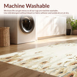 Ultra Soft Area Rug, Non Slip, Stain Resistant, Washable Area Rugs for Living Room, Bedroom, Textured Beige with Abstract Floral Design for Modern Home(Beige)