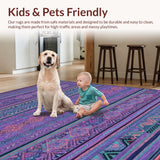 Ultra Soft Area Rug, Non Slip, Stain Resistant, Washable Area Rugs for Living Room, Bedroom, Eclectic Multi-Hued Ethnic Motif(Purple)