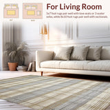 Ultra Soft Area Rug, Non Slip, Stain Resistant, Washable Area Rugs for Living Room, Bedroom, Classic Vintage Checkered Aesthetic(Beige)