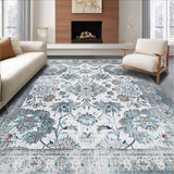 Ultra Soft Area Rug, Non Slip, Stain Resistant, Washable Area Rugs for Living Room, Bedroom, Rustic Gray Floral Reverie(Ivory)