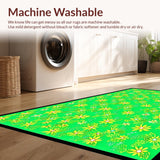 Ultra Soft Area Rug, Non Slip, Stain Resistant, Washable Area Rugs for Living Room, Bedroom, Playful Rounded Floral Theme(Green)