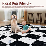 Ultra Soft Area Rug, Non Slip, Stain Resistant, Washable Area Rugs for Living Room, Bedroom, Soft Washable Kids Room Geometric Rug(Black)