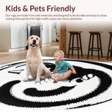Ultra Soft Area Rug, Non Slip, Stain Resistant, Washable Area Rugs for Living Room, Bedroom, Round Yin Yang Cat Rug for Bathroom Decor(Black)